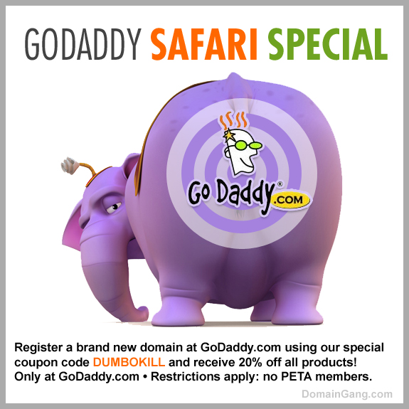 20% off all products at GoDaddy with a printout of this coupon!