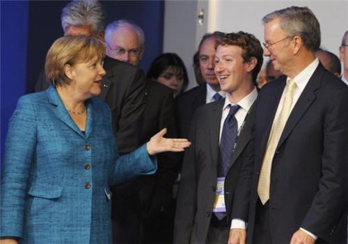 German chancellor, Angela Merkel, with Marc Zuckerberg.