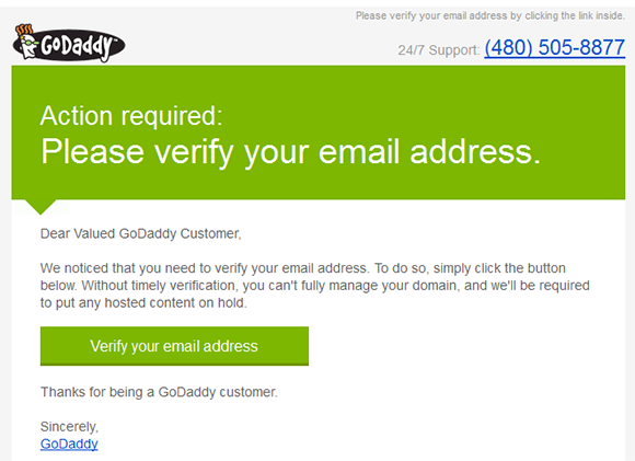 Confirm your email - says GoDaddy, per ICANN rules. 