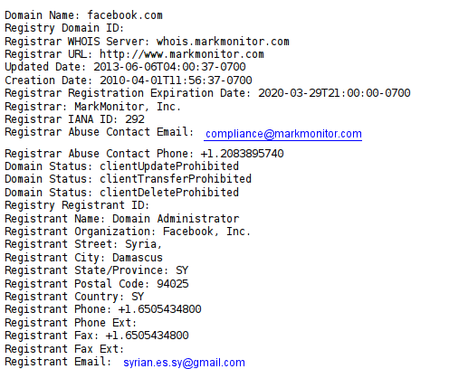 Syrian Electronic Army accessed the Facebook.com account at MarkMonitor.