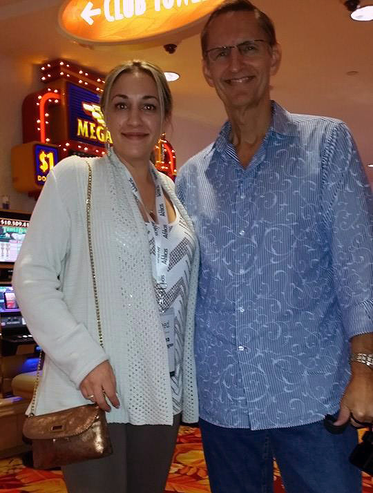 Andrea Martin, domain broker for Domain Name Sales - With Ron Jackson, during NamesCon 2014 in Las Vegas.