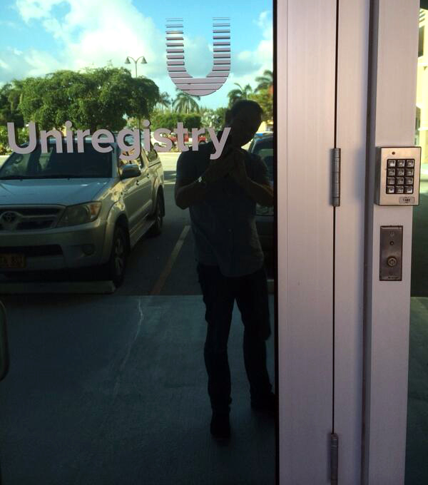 Frank Schilling, locked out of the Uniregistry building.