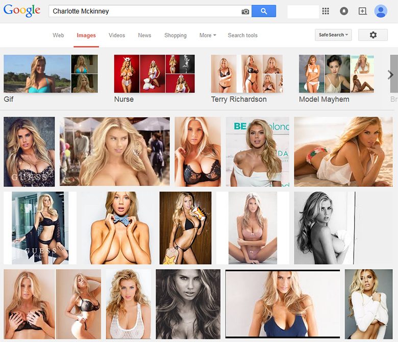Charlotte Mckinney photo results from Google search.