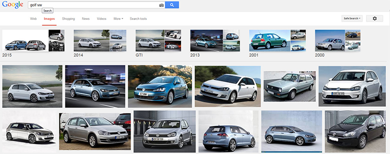 VW Golf images on Google. Golf alone does not produce such photos.