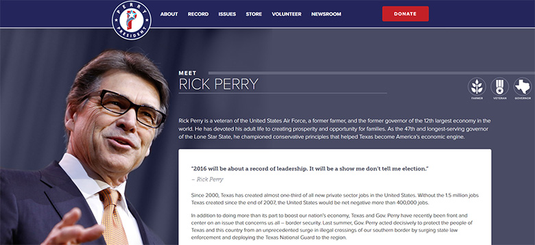 RickPerry.com forwards to the .ORG. 