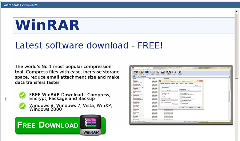 WinRar.com screenshot from 2013. 