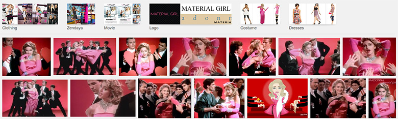 Material girl image results in Google.