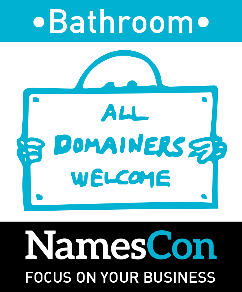 The bathroom logo for NamesCon 2017.