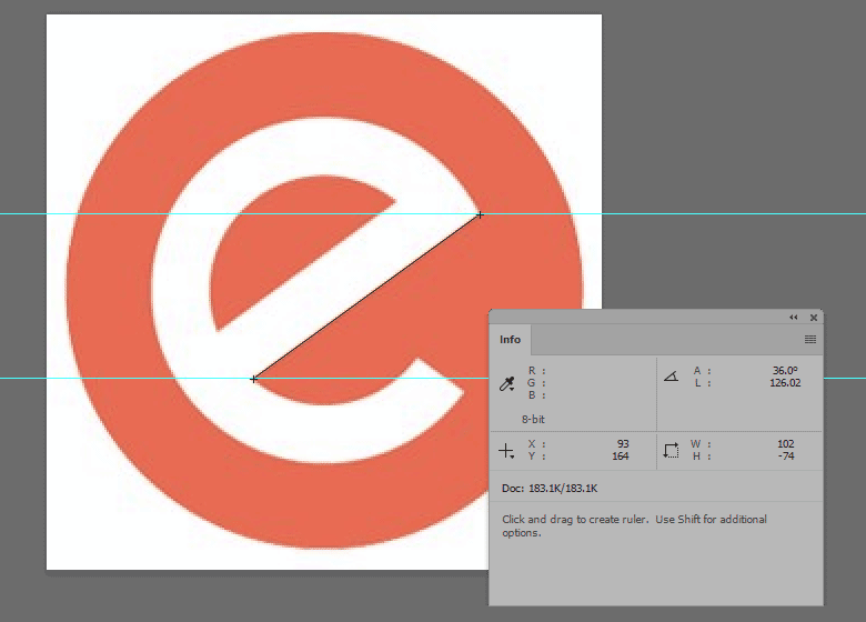 The new eNom logo, angled at 36 degrees off the X axis.