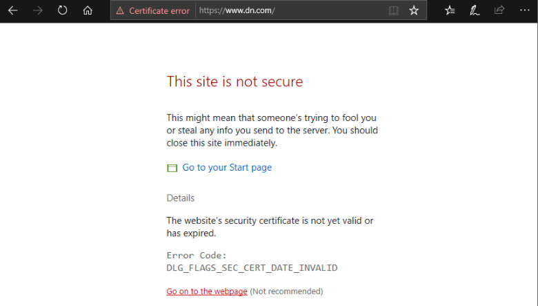 Insecure #escrow? DN com #SSL certificate no good :DomainGang