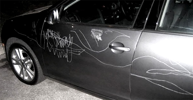 #Domainer's car got keyed by dot com fanatics :DomainGang